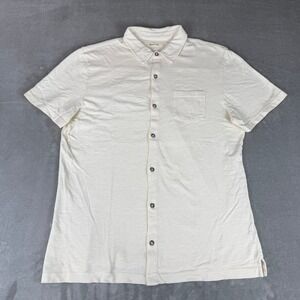 Marine Layer Vintage Heavy Slub Button-Up Mens Large White Thick $88 NWOT Defect